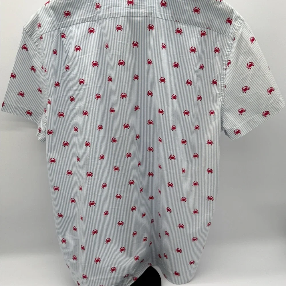 J.Crew Slim Fit XL Blue Stripe Red Crab‎ Nautical Button Down Shirt